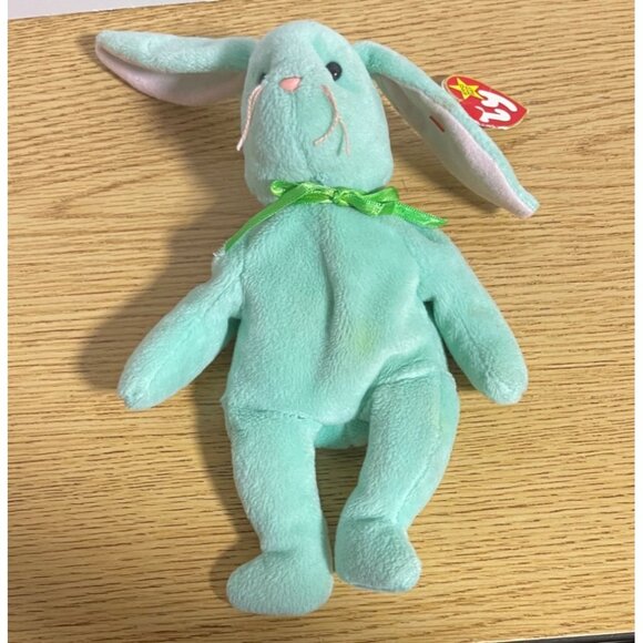 Ty Beanie Babies lot of 2 Green Hippity Tie Dye Hippie Bunny Rabbit Set VTG 96/9 - Picture 6 of 16